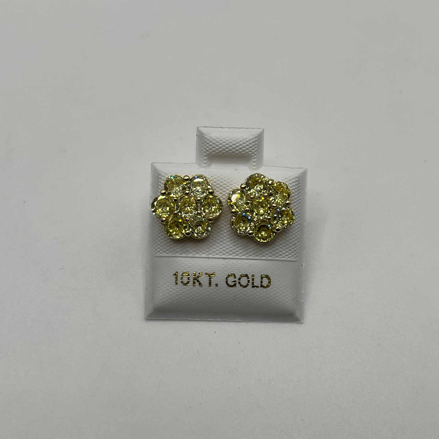 10K Yellow Gold Yellow CZ Flower Earrings