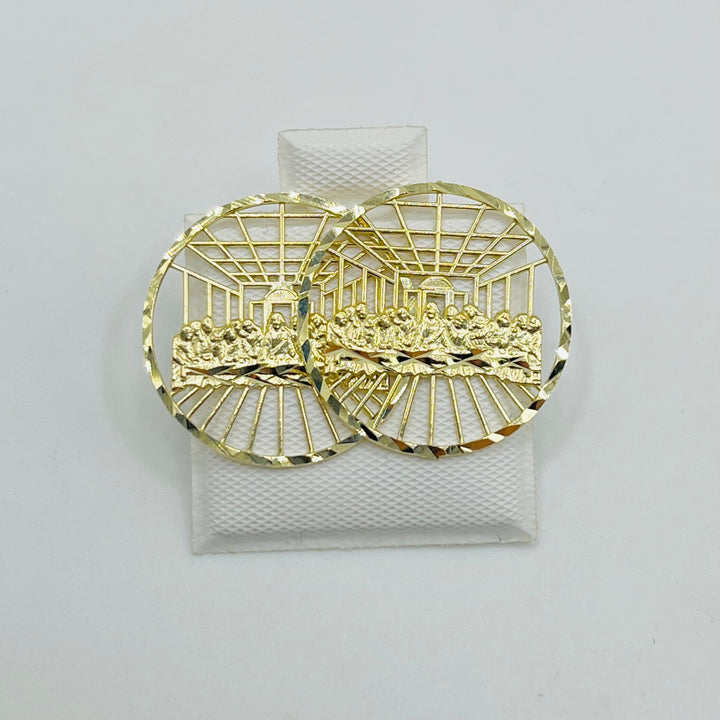 10K Gold Light Weight Last Supper Earrings
