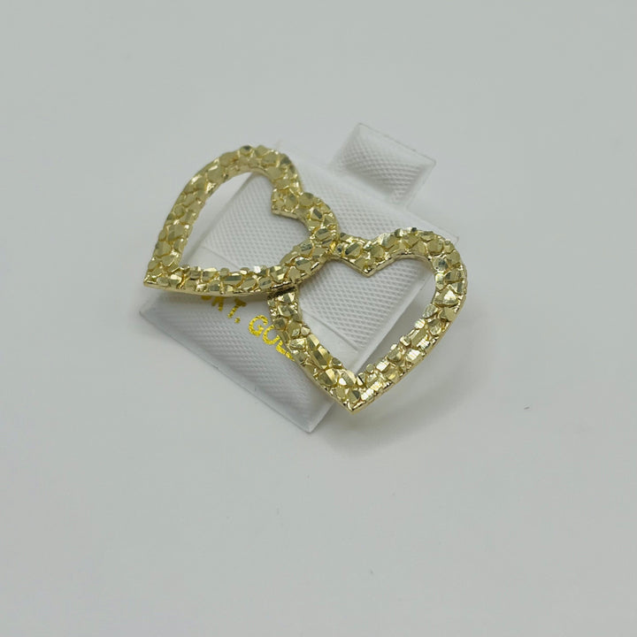 10K Gold Open Heart Nugget Earrings (Medium)