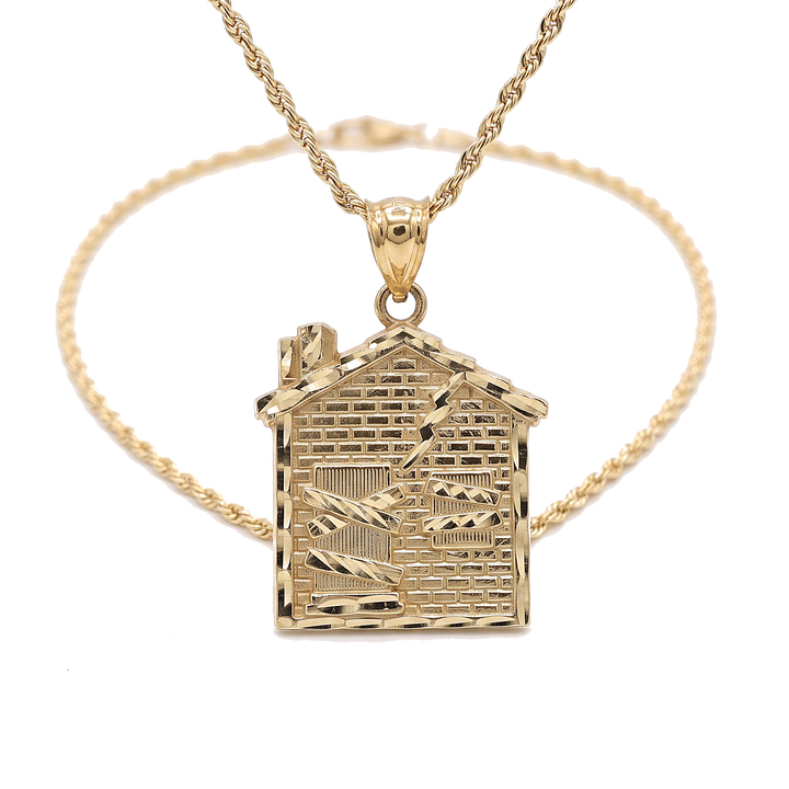 10K Solid Gold Diamond-Cut Trap House Charm