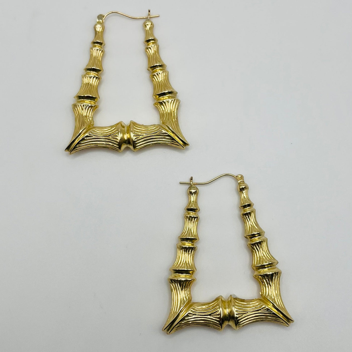 10K Yellow Gold Door Knocker Hoops (1.75")