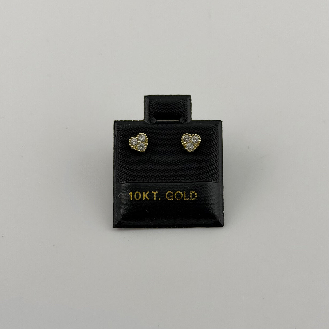 10K Yellow Gold Tiny CZ Pure White Heart Earrings