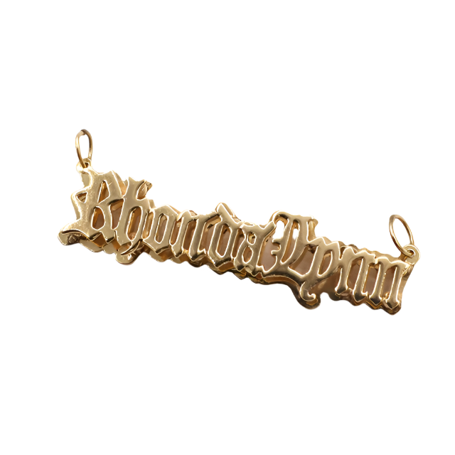 10K Solid Yellow Gold 'Bloeojnen' Double Nameplate Charm