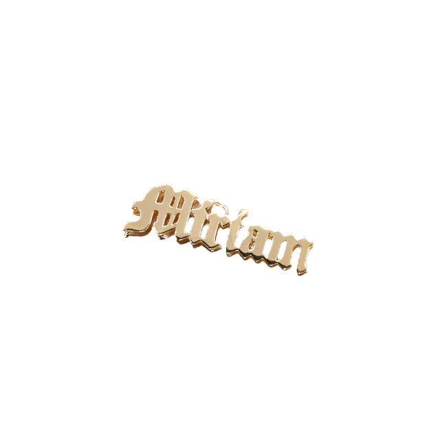 10K Solid Yellow Gold 'Millam' Gothic Double Nameplate (Polished)
