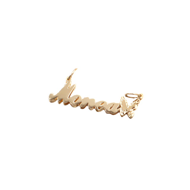 10K Solid Yellow Gold 'Morea' Double Nameplate with Butterfly