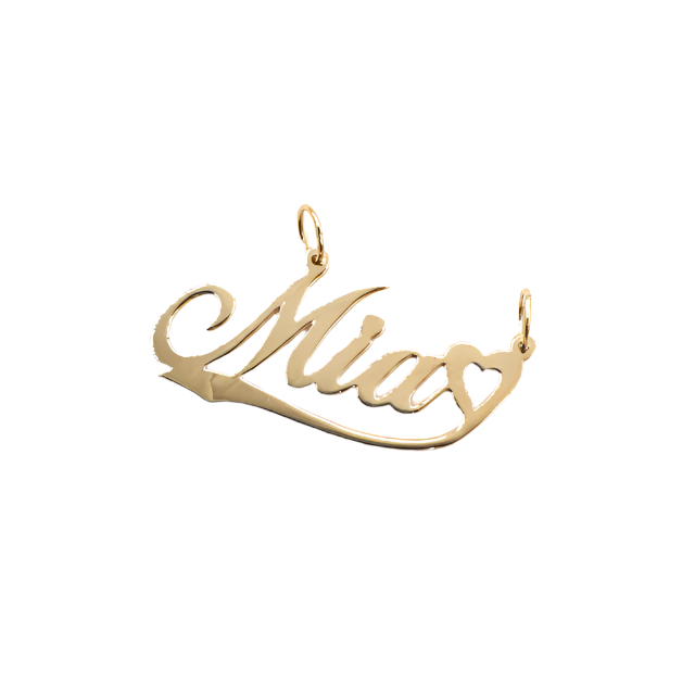10K Solid Gold 'Mia' Single Nameplate with Heart (Diamond-Cut)