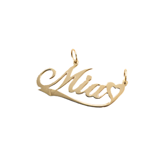 Style ?€?Mia'-10K Gold Single Name Plate with Heart(Diamond Cut) - STF DIAMONDS