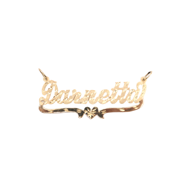 Style 'Daniella' With Heart Single Name Plate Charm-Diamond Cut 10K Yellow Gold | STF DIAMONDS JEWELRY