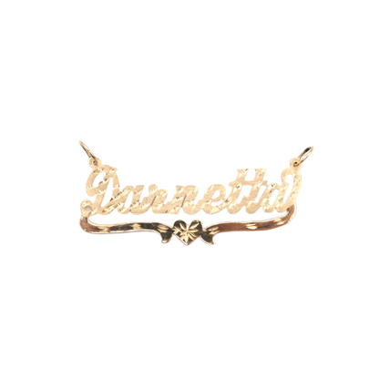 Style 'Daniella' With Heart Single Name Plate Charm-Diamond Cut 10K Yellow Gold | STF DIAMONDS JEWELRY