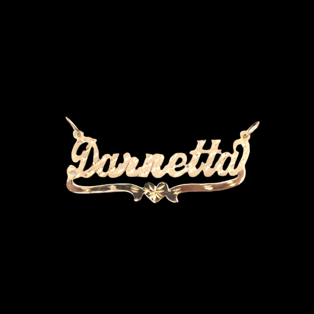 Style 'Daniella' With Heart Single Name Plate Charm-Diamond Cut 10K Yellow Gold | STF DIAMONDS JEWELRY