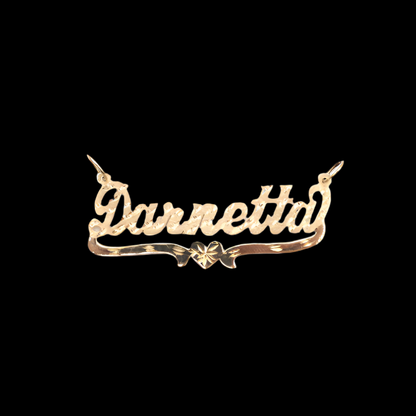 Style 'Daniella' With Heart Single Name Plate Charm-Diamond Cut 10K Yellow Gold | STF DIAMONDS JEWELRY