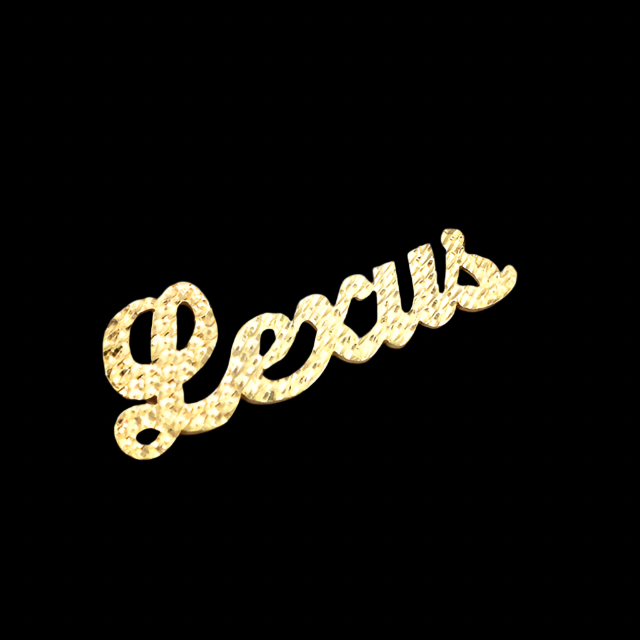 Style 'Lexus' Single Name Plate Charm-Diamond Cut 10K Yellow Gold | STF DIAMONDS JEWELRY