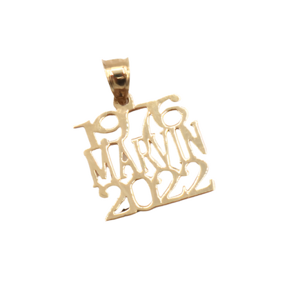 Style 'Marvin 2022' Single Name Plate Charm-Polished 10K Yellow Gold | STF DIAMONDS JEWELRY
