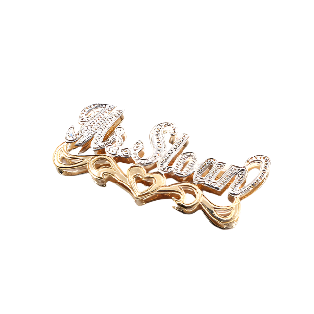 10K Solid Two-Tone Gold 'Ms. Sloan' Double Nameplate with Heart