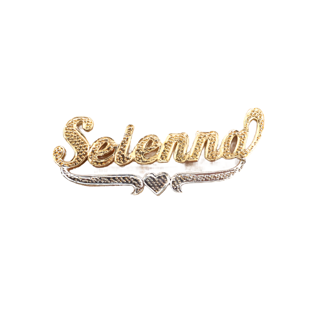 10K Solid Yellow Gold Diamond-Cut 'Selena' Double Nameplate