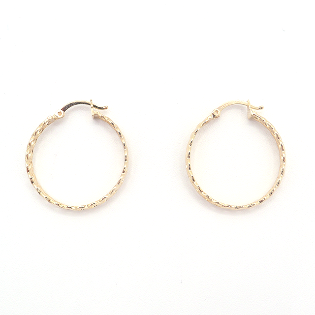 Flat Cuban Hoop Earrings Pure 10K Yellow Gold - STF DIAMONDS