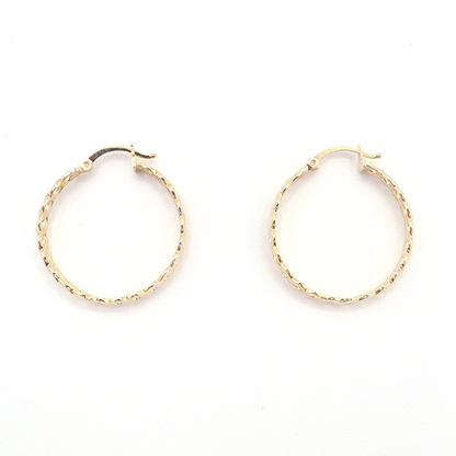 Flat Cuban Hoop Earrings Pure 10K Yellow Gold - STF DIAMONDS