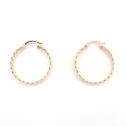 Flat Cuban Hoop Earrings Pure 10K Yellow Gold - STF DIAMONDS