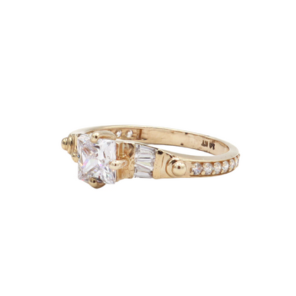 14K Princess Cut Diamond Women’s Ring Cubic Zirconia– Solid 14K Yellow Gold | STF DIAMONDS JEWELRY
