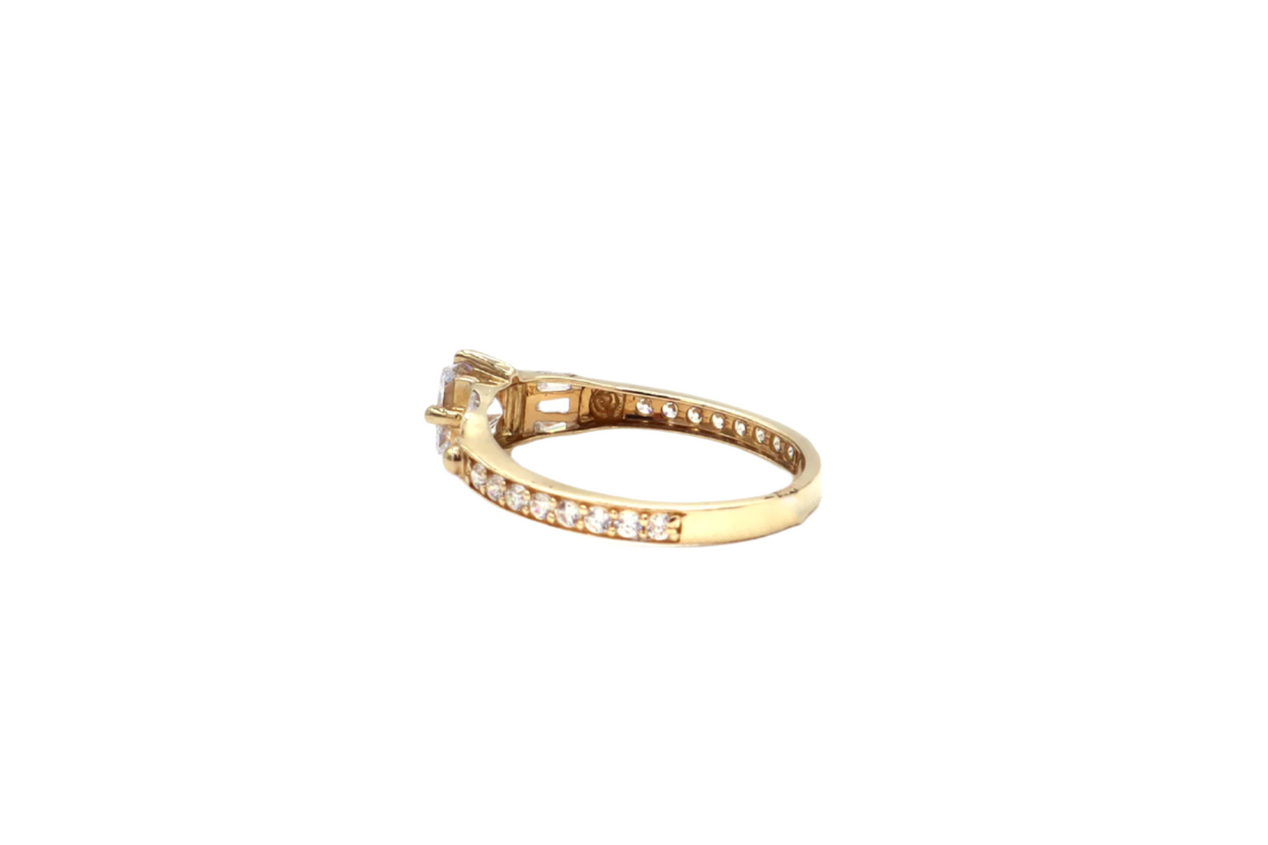14K Solid Yellow Gold Princess-Cut CZ Women's Ring
