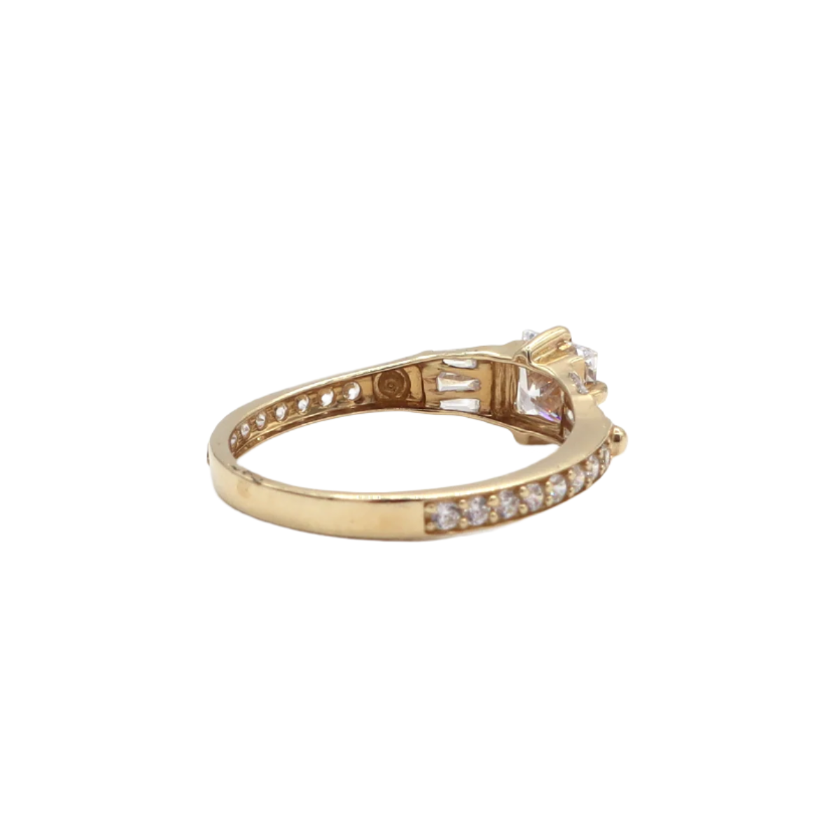14K Solid Yellow Gold Princess-Cut CZ Women's Ring