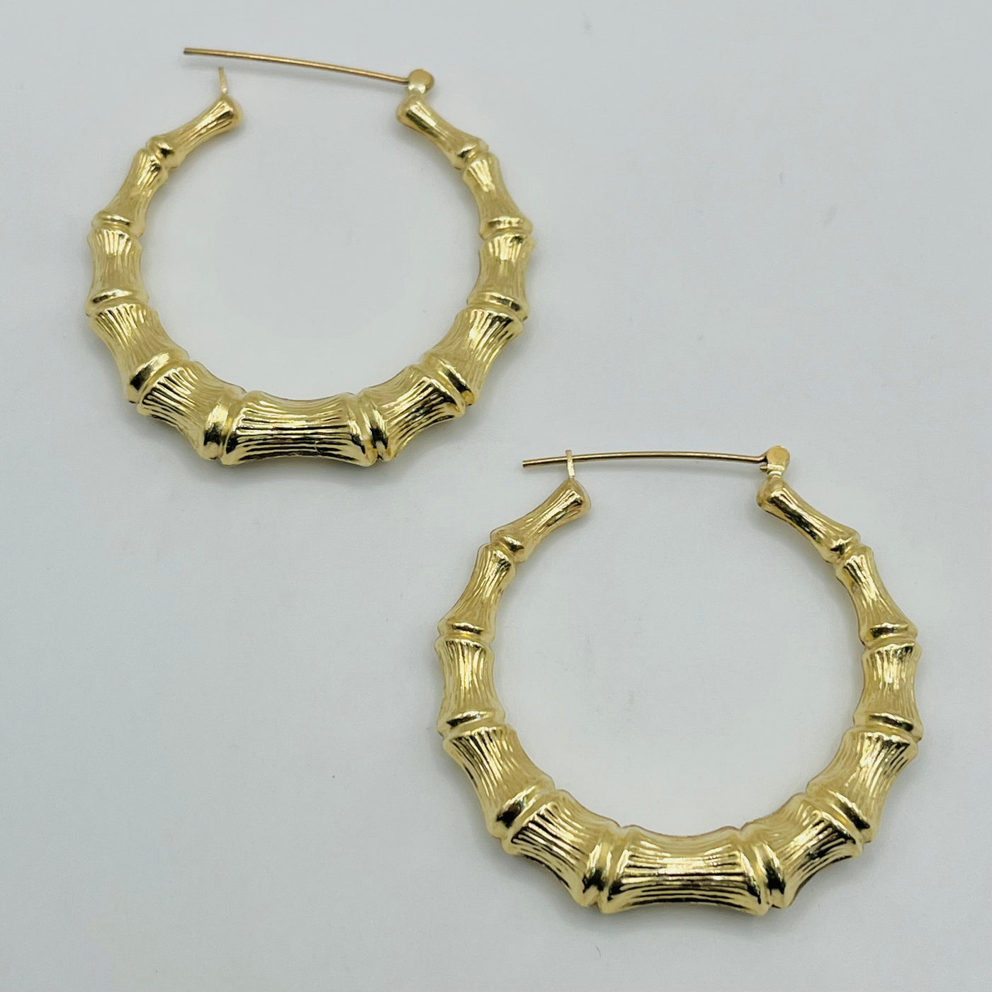 14K Yellow Gold 1.7" Bamboo Hoops