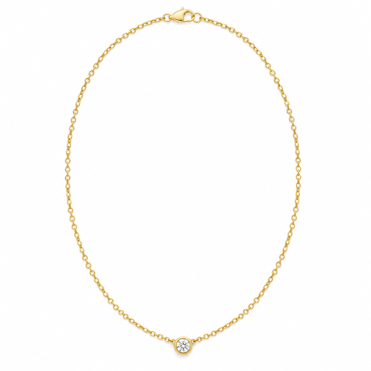 14K Gold Diamond Bezel Chain - front view