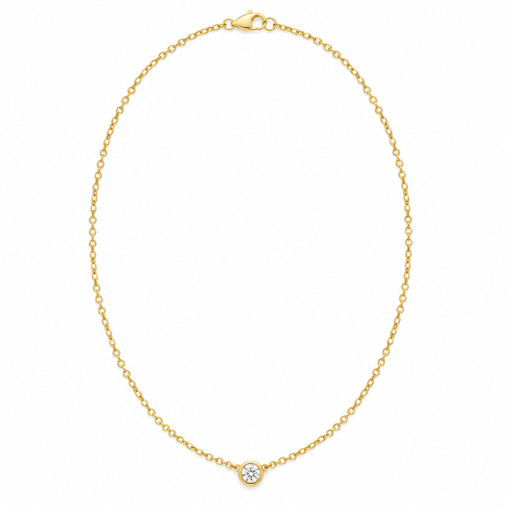 14K Gold Diamond Bezel Chain - front view