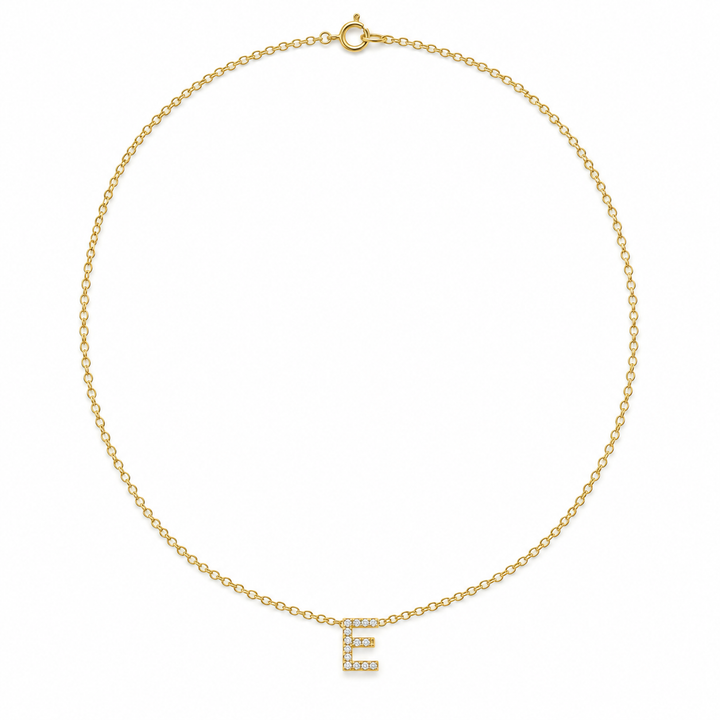 14K Gold Diamond Classic Initial Chain - front view