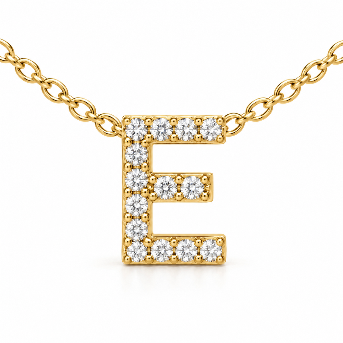 14K Gold Diamond Classic Initial Chain - macro detail