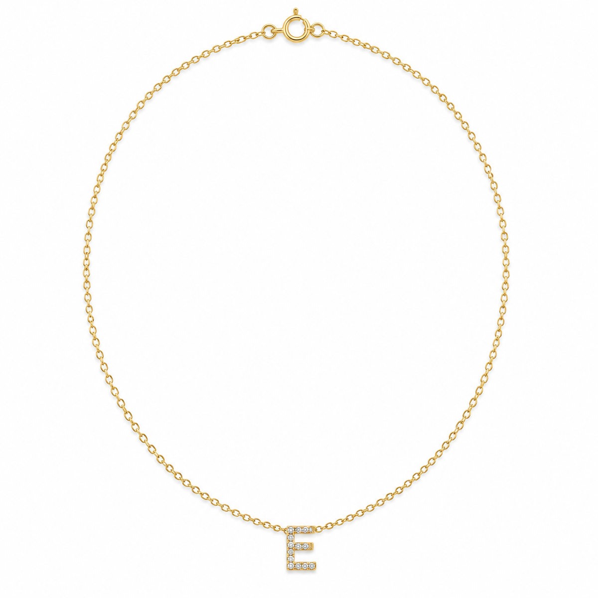 14K Gold Diamond Classic Initial Chain - side view