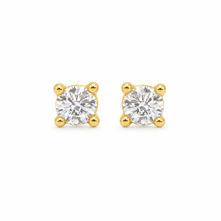 14K Diamond Stud Earrings (Screwback) 3.5mm — 14K real gold jewelry from STF Diamonds, Los Angeles