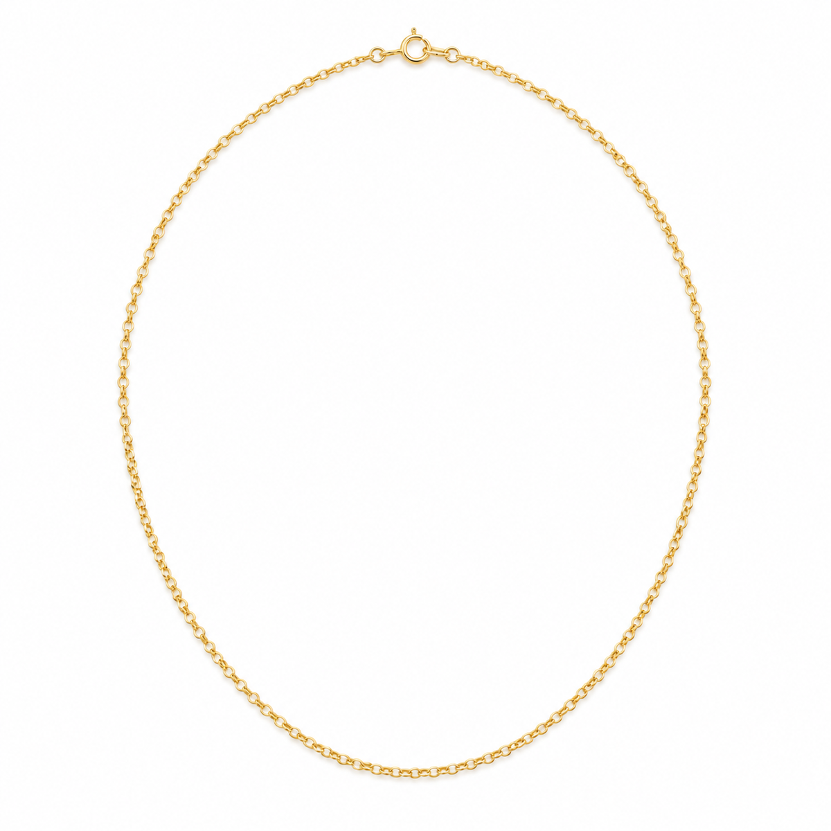 14K Solid Gold 1mm Rolo Chain 16-24" - front view