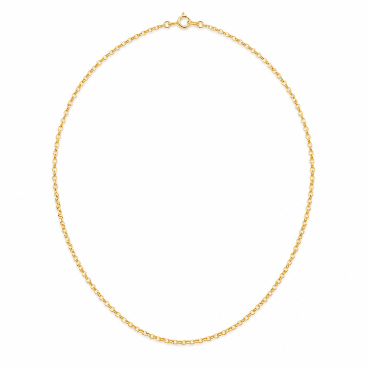 14K Solid Gold 1mm Rolo Chain 16-24" - front view
