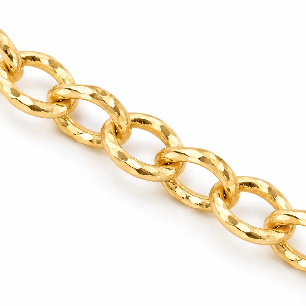 14K Solid Gold 1mm Rolo Chain 16-24" - macro detail
