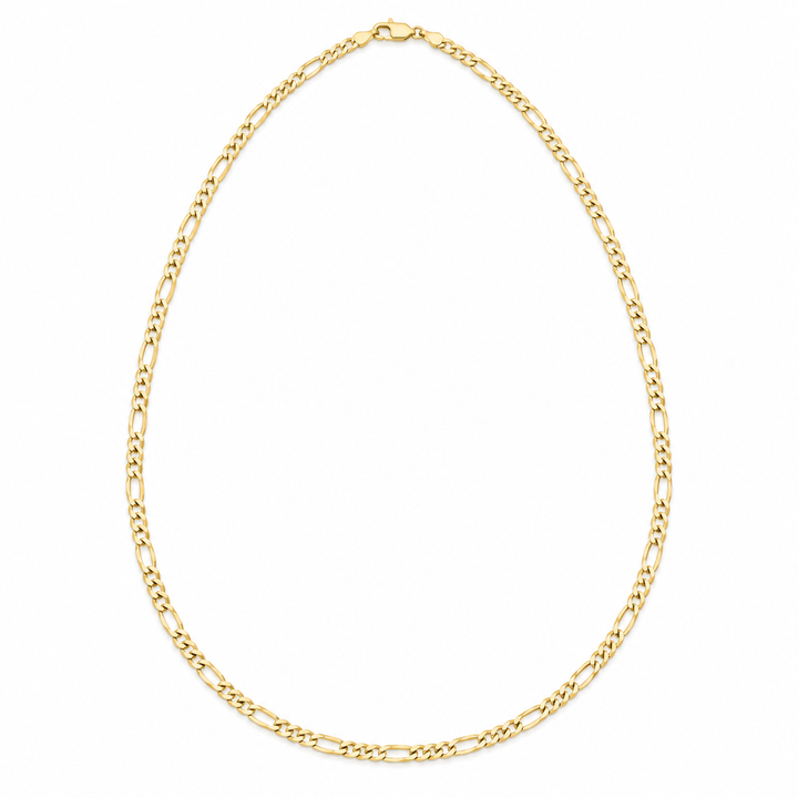 14K Solid Gold 3mm Figaro Chain 16-26" - front view