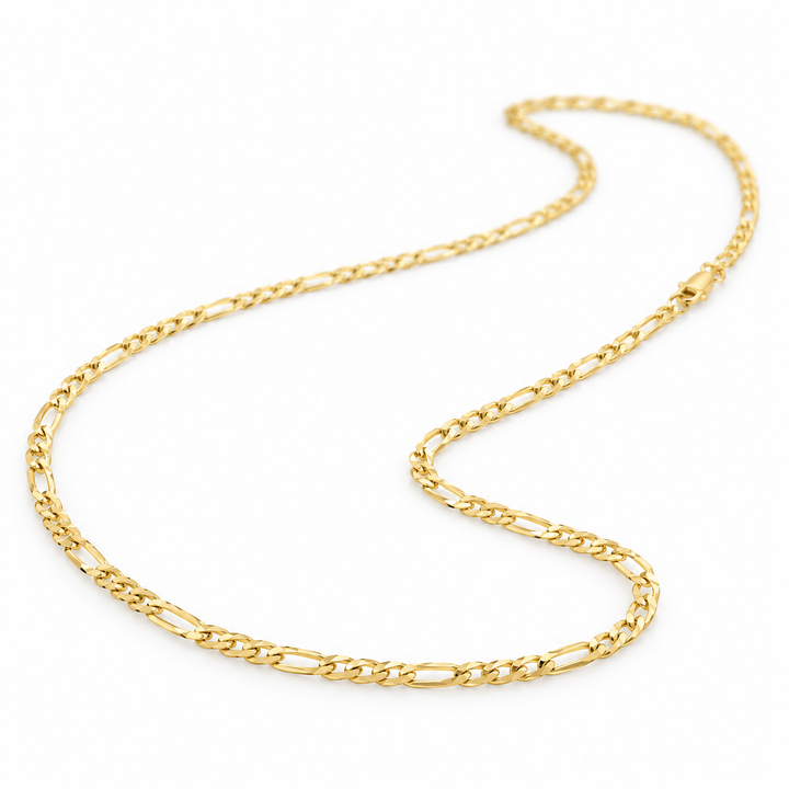 14K Solid Gold 3mm Figaro Chain 16-26" - front view