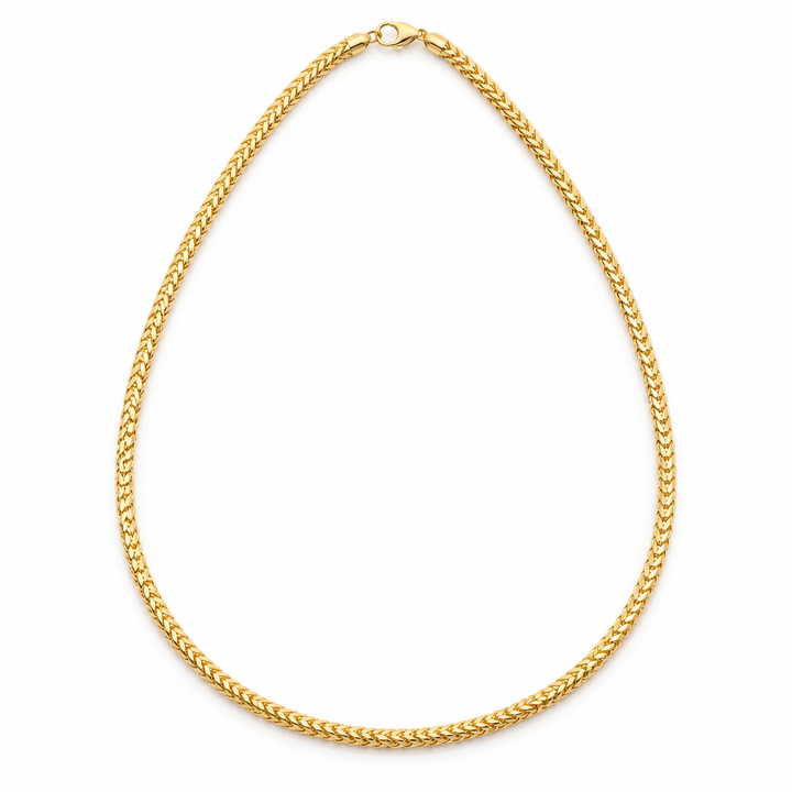 14K Solid Gold Braided 2mm Franco Chain 16-26" - front view
