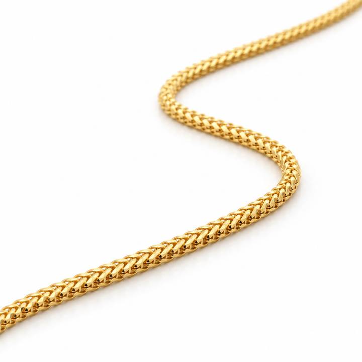 14K Solid Gold Braided 2mm Franco Chain 16-26" - front view