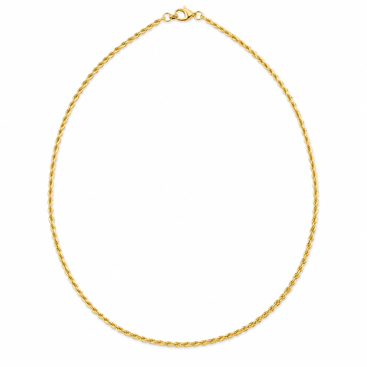 14K Solid Gold Twisted 1mm Rope Chain 16-24" - front view