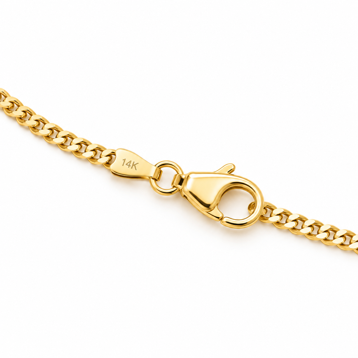 14K Solid Yellow Gold 2mm Hollow Cuban Chain 16-26" - back view