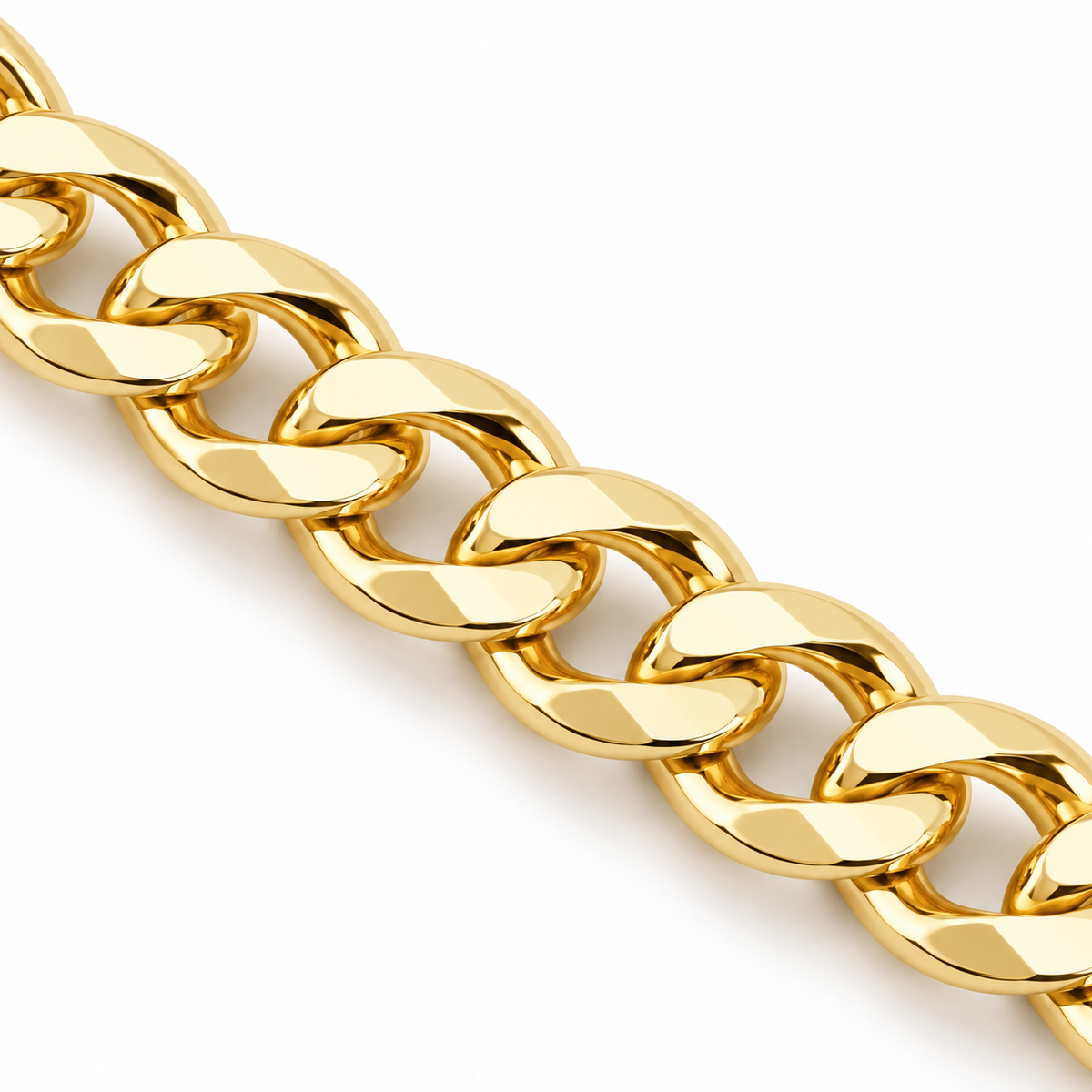 14K Solid Yellow Gold 2mm Hollow Cuban Chain 16-26" - macro detail