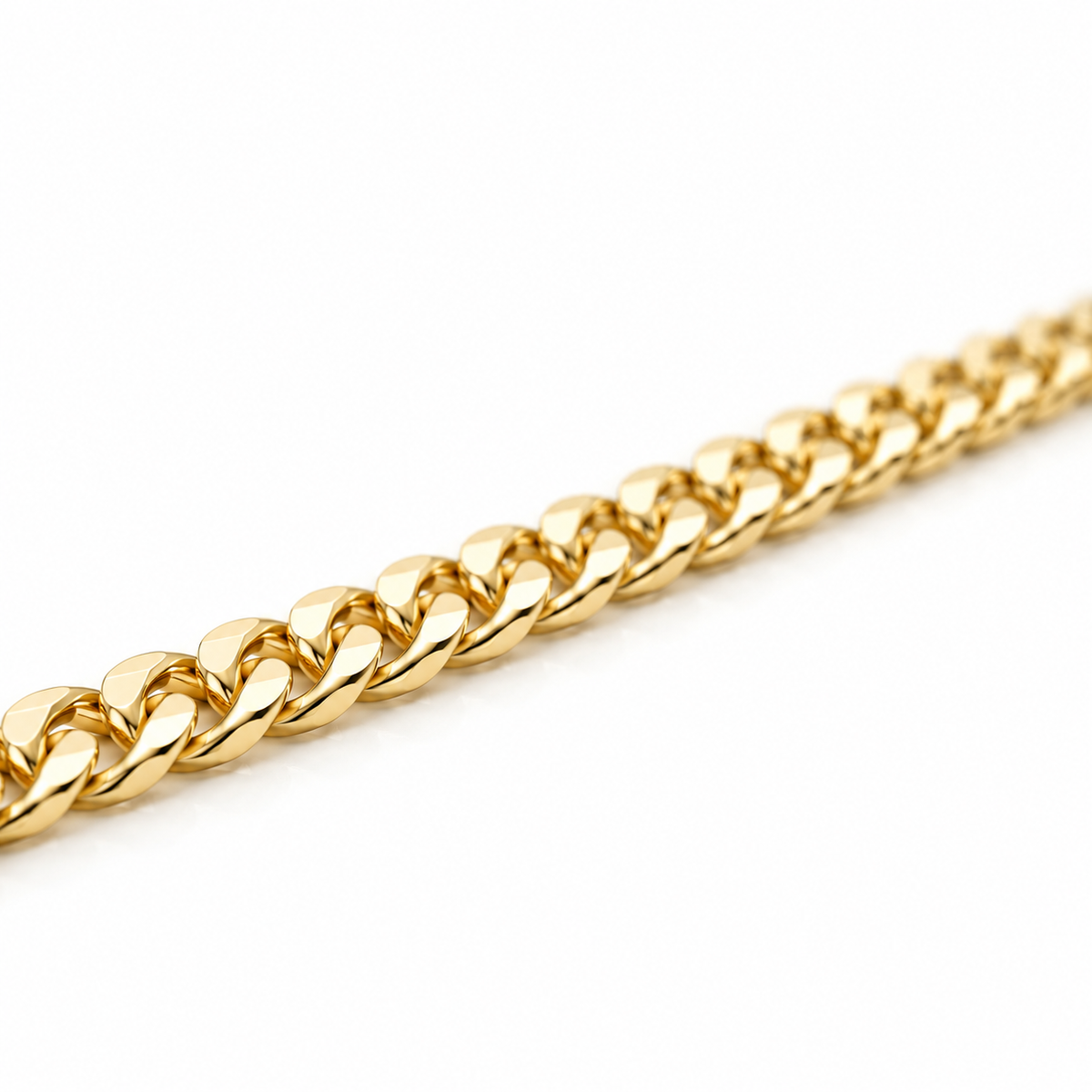 14K Solid Yellow Gold 2mm Hollow Cuban Chain 16-26" - side view