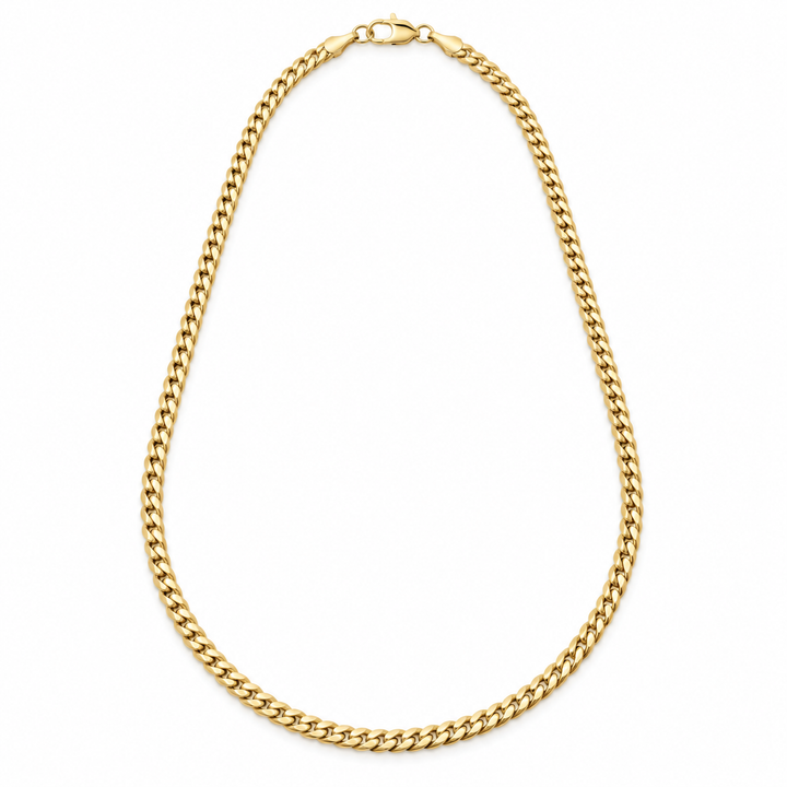 14K Solid Yellow Gold 2mm Miami Cuban Chain 16-24" - front view