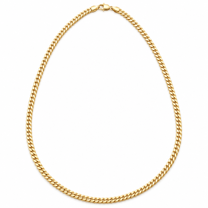 14K Solid Yellow Gold 2mm Miami Cuban Chain 16-24" - front view