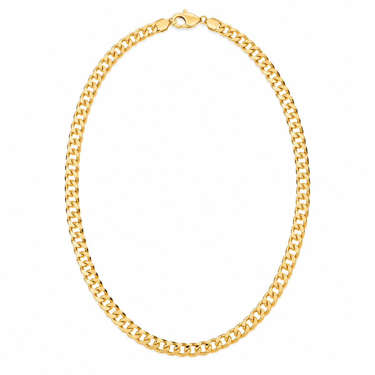 14K Solid Yellow Gold 3.5mm Hollow Cuban Chain 16-24" - front view