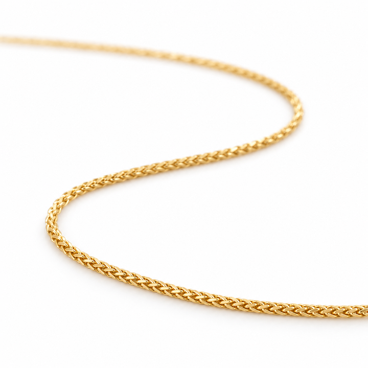 14K Solid Yellow Gold Braided Filo — 1mm Franco Chain 16-24" - front view