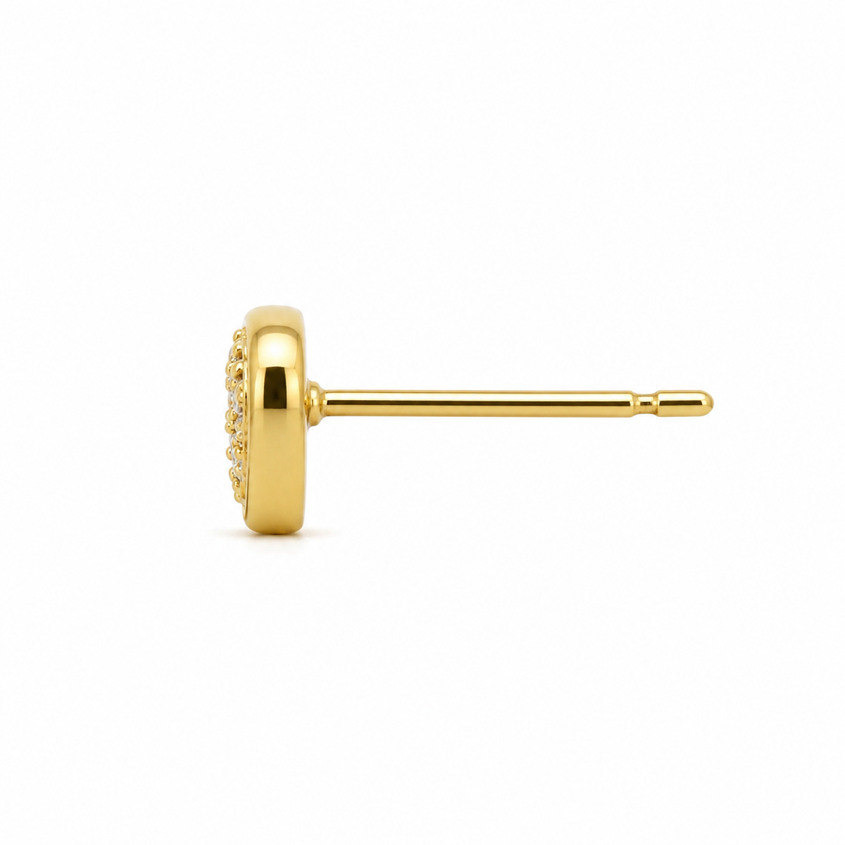 14K Solid Yellow Gold CZ Chic Heart Earrings - side view