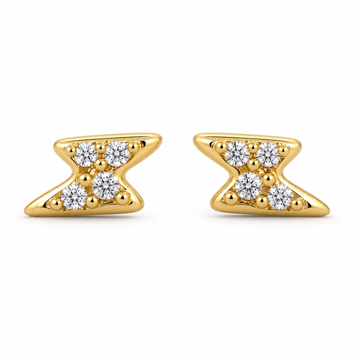 14K Gold CZ Lightning Bolt Baby Earrings — 14K real gold jewelry from STF Diamonds, Los Angeles