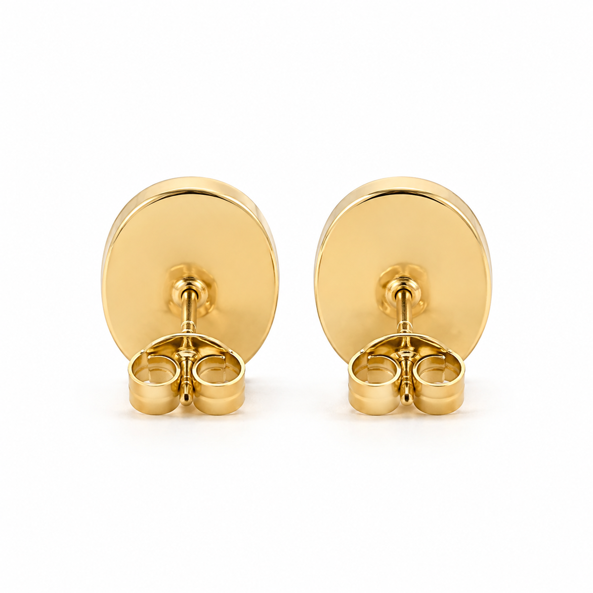 14K Solid Yellow Gold Jade Earrings - side view